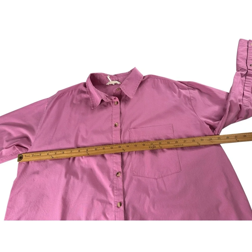 Free People Oversized Button Down Pink Open‎ Tie Back Shirt Size Small